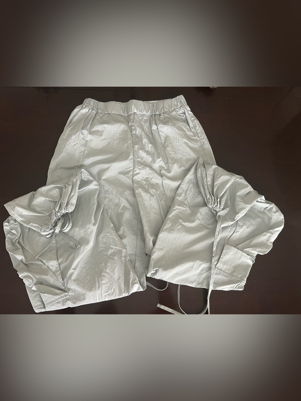 Gold Hinge Light Grey Silver Drawstring Cargo Parachute Pants